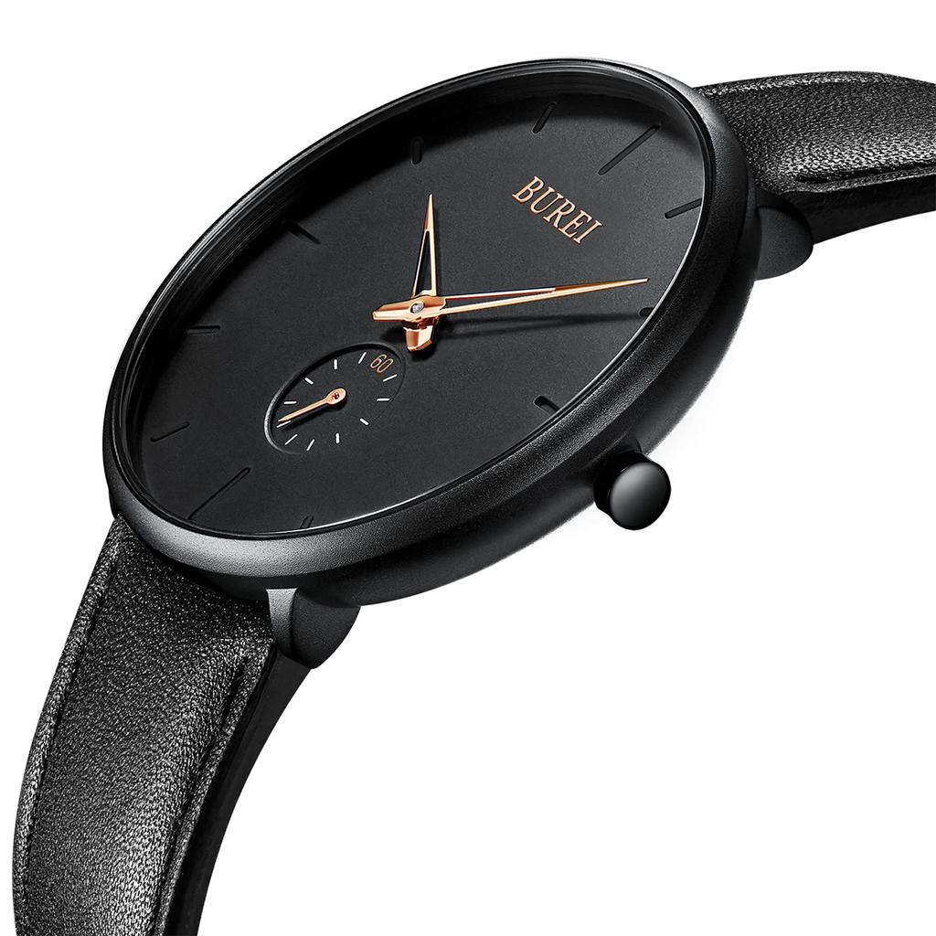 BUREI Watch Men's Black Simple Stylish Popular Watch Men's Black Stylish Brand Waterproof Men's Watch Watch T