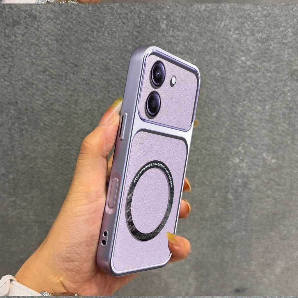 Upgraded Big Lens Protection Case for Xiaomi POCO M7 Pro 5G Luxury Leather Casing with Magnetic Ring
