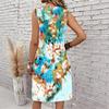 Plus Size V Neck Sleeveless Dress Deep Forest Brook Ink Painting Print For Wilderness Walking Trip