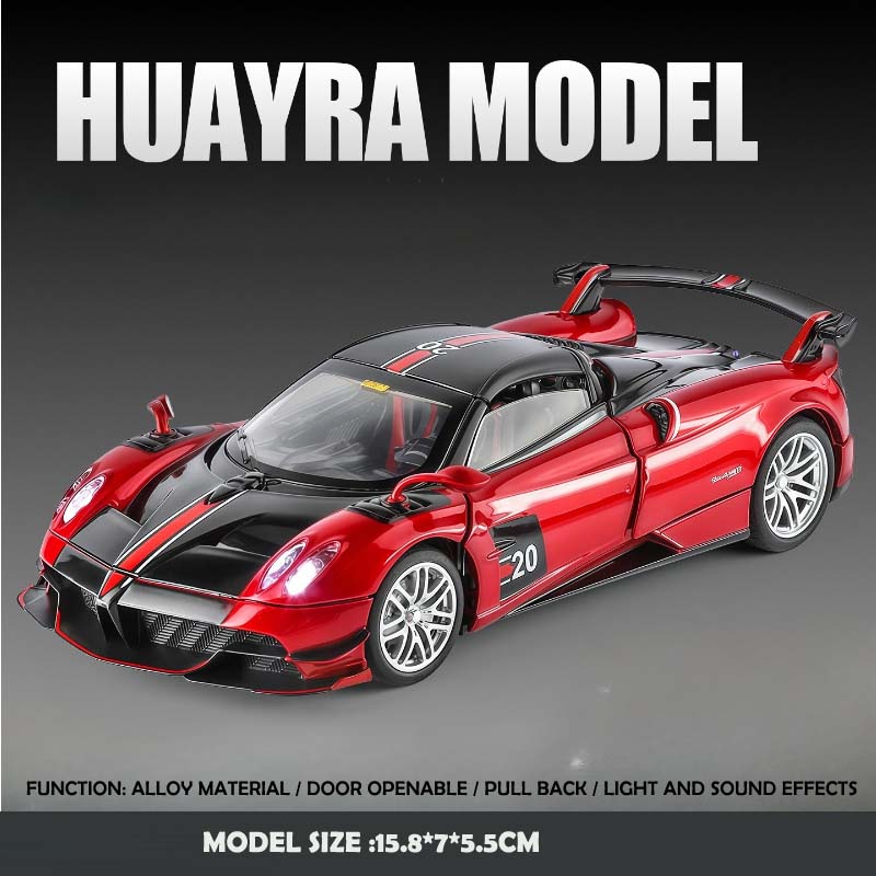 Simulation 1/32 Pagani Huayra BC Alloy Car Model with Light and Sound Collection Miniature Voiture Toy Vehicle Gift Children Boy