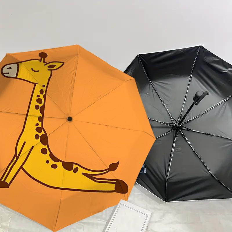 1PC Giraffe Spots Umbrella-8-Rib Reinforced Portable Folding Travel Suitable for All Seasons Outdoor Daily Use-H0407