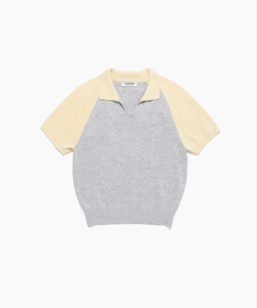 TTUDEMENT Half Sleeve Raglan Knit Gray