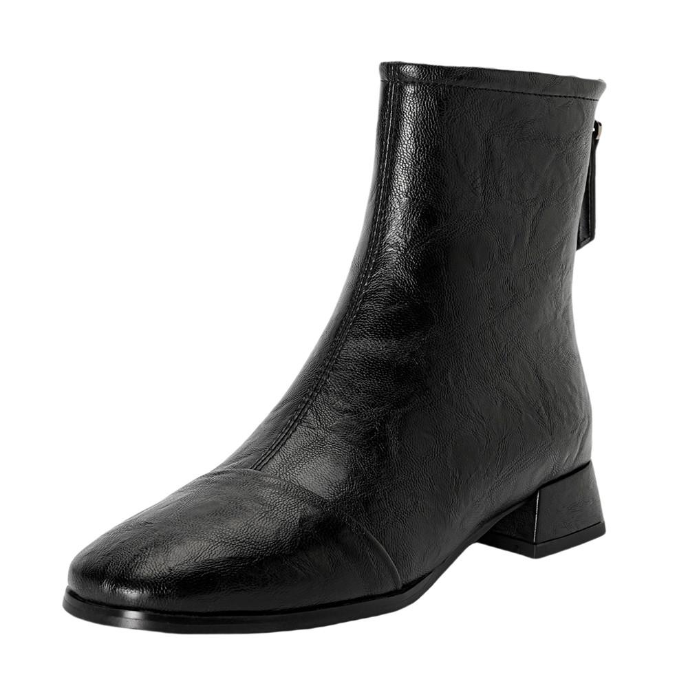 

Мода 2025 Осень Роскошная Кожа Женские Ботильоны На Молнии Сзади Современные Ботинки Туфли на Высоком Каблуке Женские Лодочки Ботильоны Для Женщин 33 чёрный