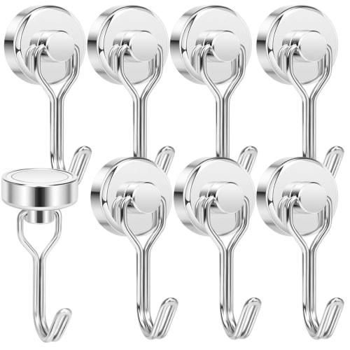 

Tohoer [Set of 8] Strong Magnetic Hooks with Magnets, Stainless Steel, Rust-Resistant, 10kg Vertical Load Capacity, 20mm Diameter, Wall-Mountable for