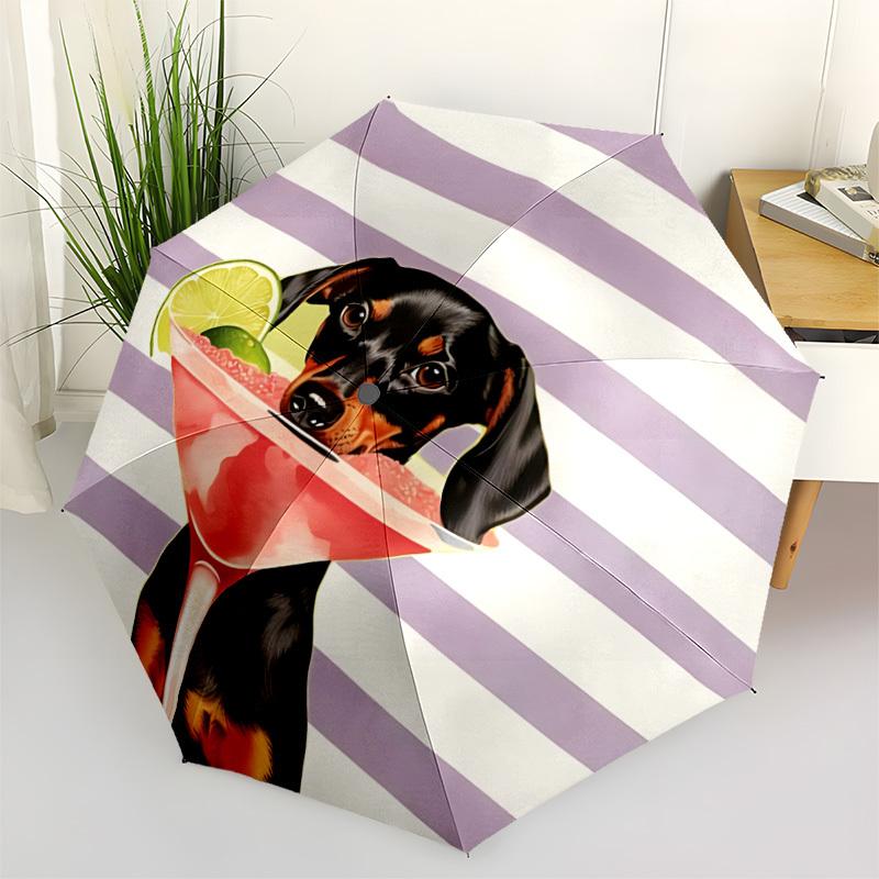 

1pc Cocktail Pet Art Automatic Folding Umbrella - Portable Collapsible Design, 8-Rib Iron Frame, Durable Fabric yy251125082