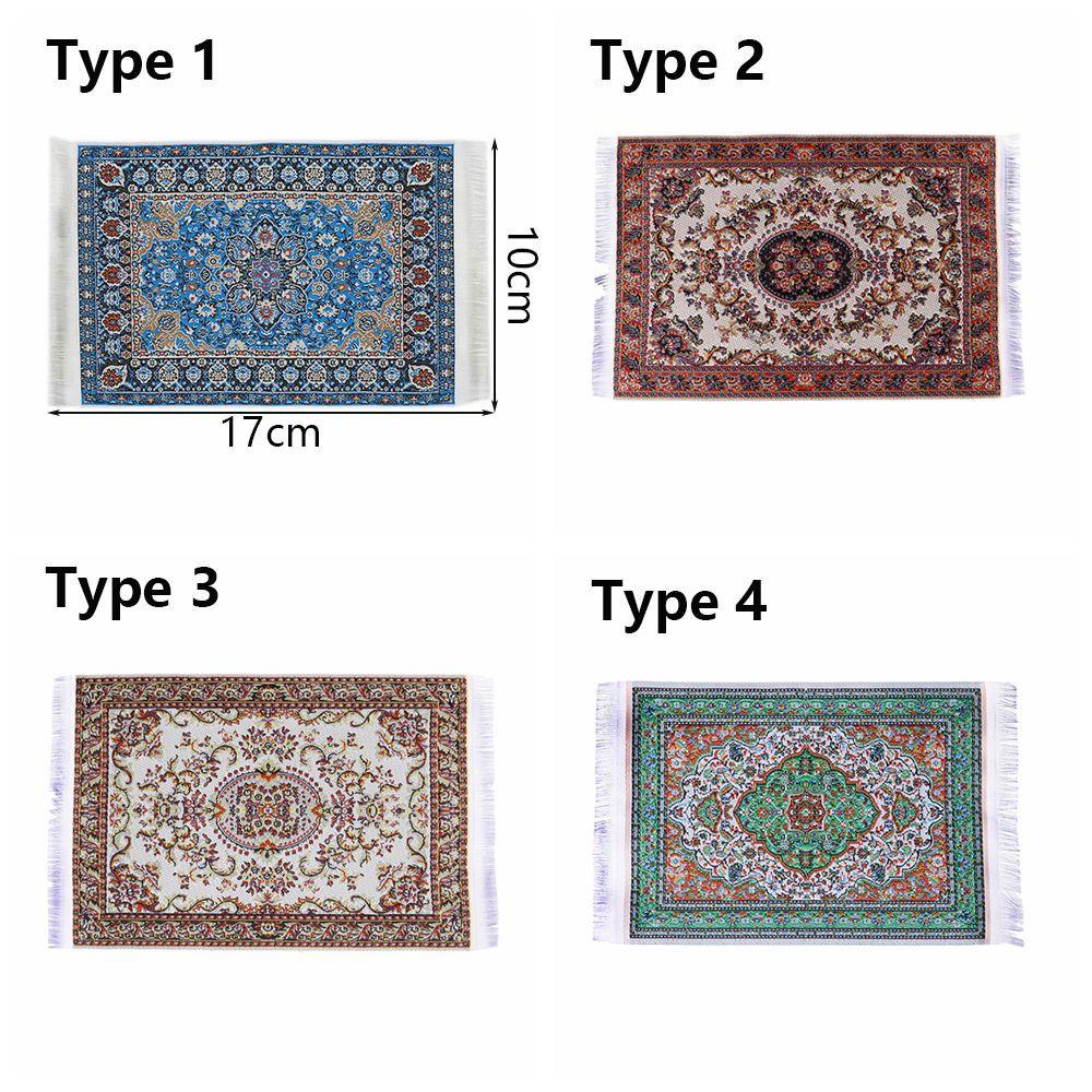Floral Pattern Mat Mini House Decor Turkish Style Accessories Floor Coverings Dollhouse Carpet Miniature Weaving Rug