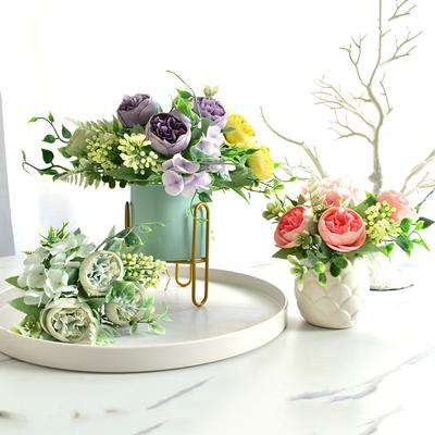 Nordic Simulation Bouquet 5-Pronged Small Peony Bouquet Berry Leaf Accessories Home Wedding Decoration Artificial Fake Flower