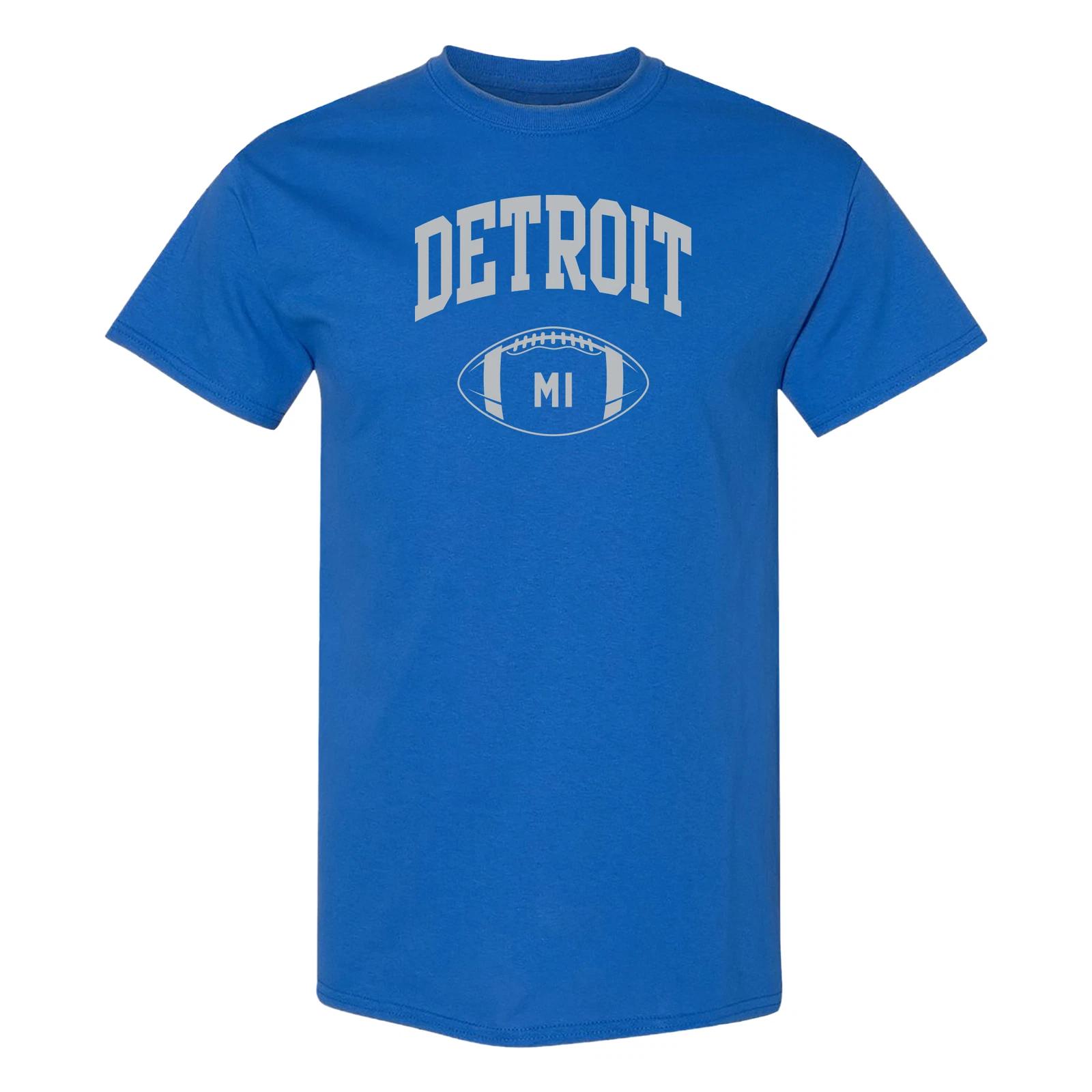 Detroit Classic Football Arch - Sports Team Colors T Shirt - Royal S