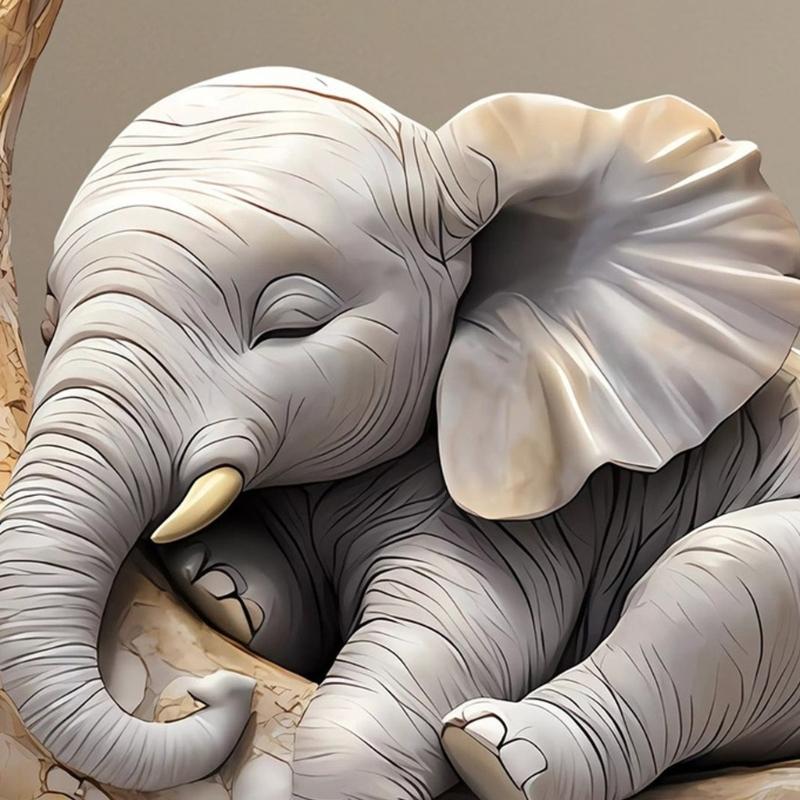 Elephant Lying On Moon Figurine Safe 2D Flat Acrylic Craft Ornament Easy Display Bedroom Desk Decoration Gift