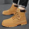 Fashion Yellow Boots Leather Chelsea Ankle Boots Shoes for Men With Free Shipping Autumn Men Bottines Chelsea Lace Up Leather Boots Man