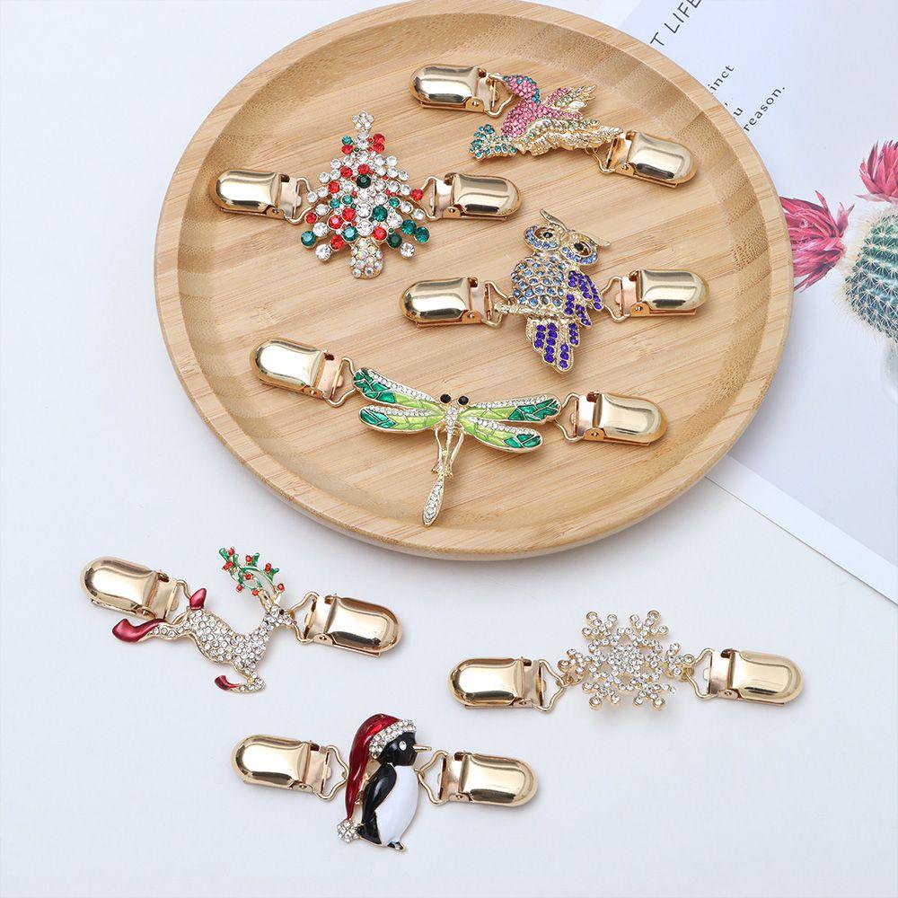 Pattern Christmas Tree Rhinestone Sweater Blouse Pin Cardigan Clip Duck Clip Clasps Shawl Brooch
