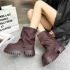 Punk Women Shoes Chelsea Platform Flats Ankle Boots Retro Fad Women Motorcycle Boots Winter  New Chunky Gothic Botas Mujer
