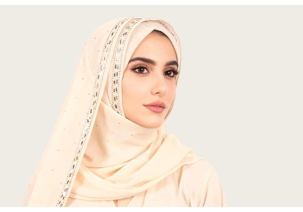 Pearl Chiffon Rhinestone Ethnic Scarf Shawl