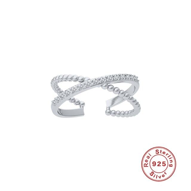 Sterling Silver Sweet Double Layer Star Moon Opening Ring For Women Finger Ring Engagement Wedding Jewelry Wholesale