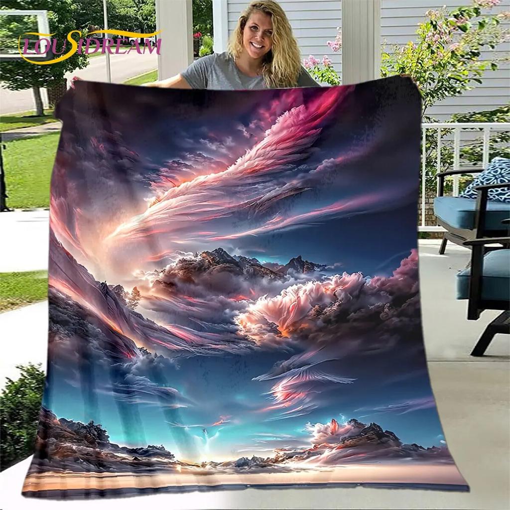 3D Natural ,Tornado, Cloud Blanket,Flannel Blanket Throw Blanket,Warm Blanket for Home Living Room Bedroom Beds Sofa Picnic Kid