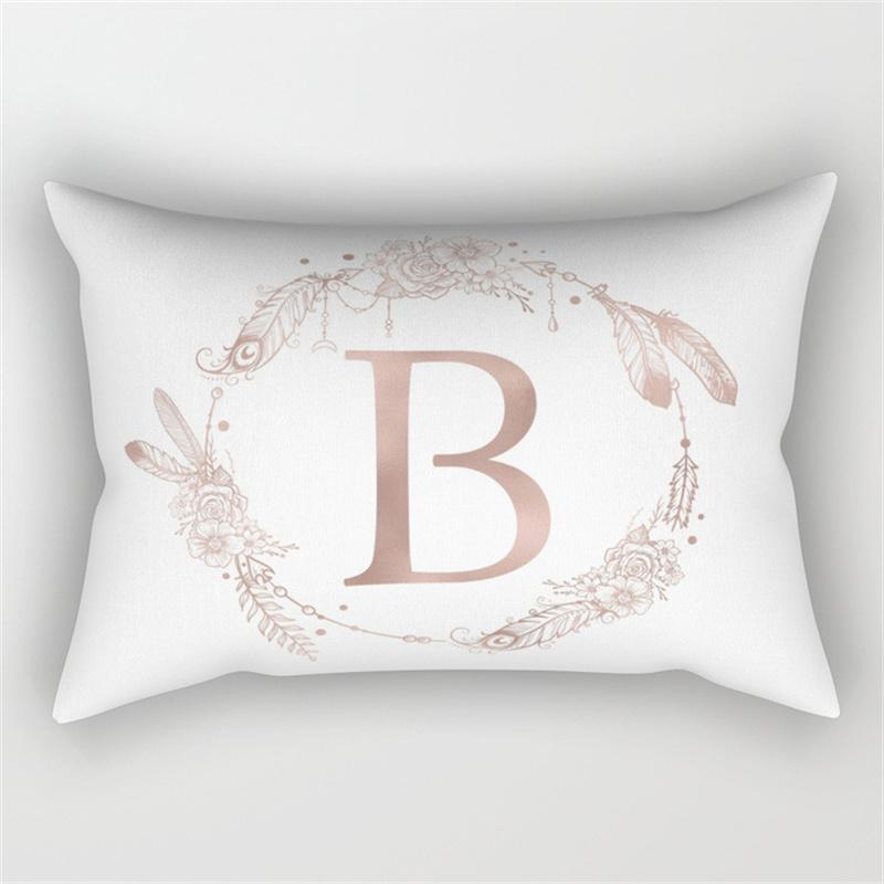 30x50cm English Alphabet A-Z Letter Print Pillowcase Custom Polyester Short PLush Line Sofa Room Home Decoration Cushion Cover