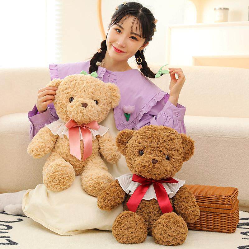 Teddy Bear Pinktied Plush Toy Stuffed Animal Doll Childrens Birthday Gift