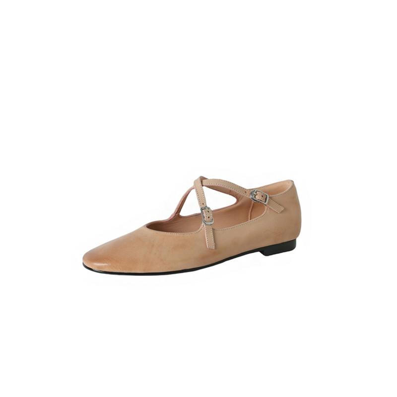 Fashion New Spring/summer Genuine Leather Women Shoe Round Toe Shoes for Women Fashion Mary Jane Shoes Low Heel Women Pumps Flat Shoes