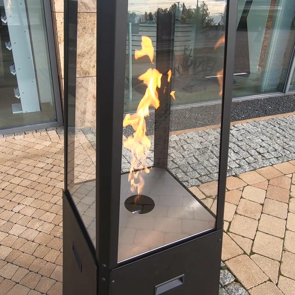 Utomhusgasvärmare Paraply Stål Svart 12 kW Set