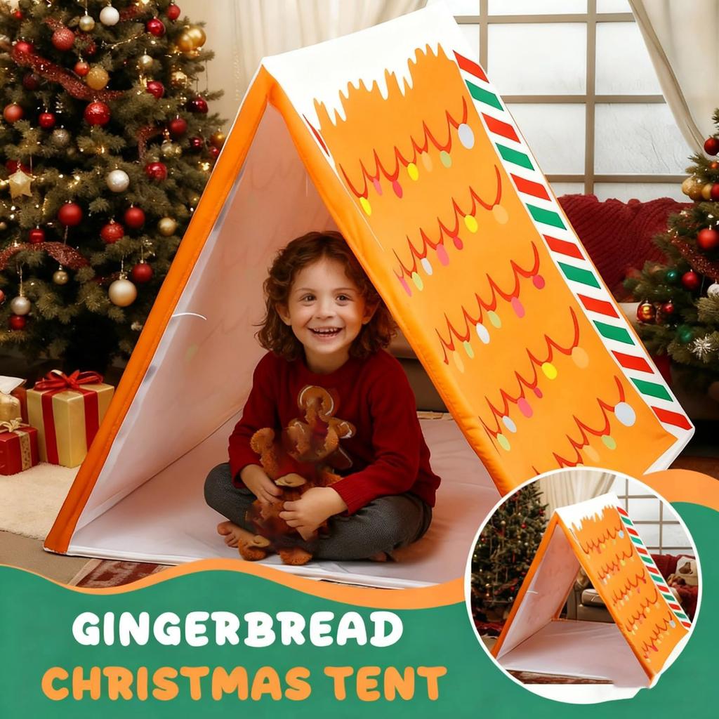 Gingerbread Christmas Tent Playhouse – Festive Kids Play Tent For Indoor Decoration, Holiday Gift, And Christmas Party Display