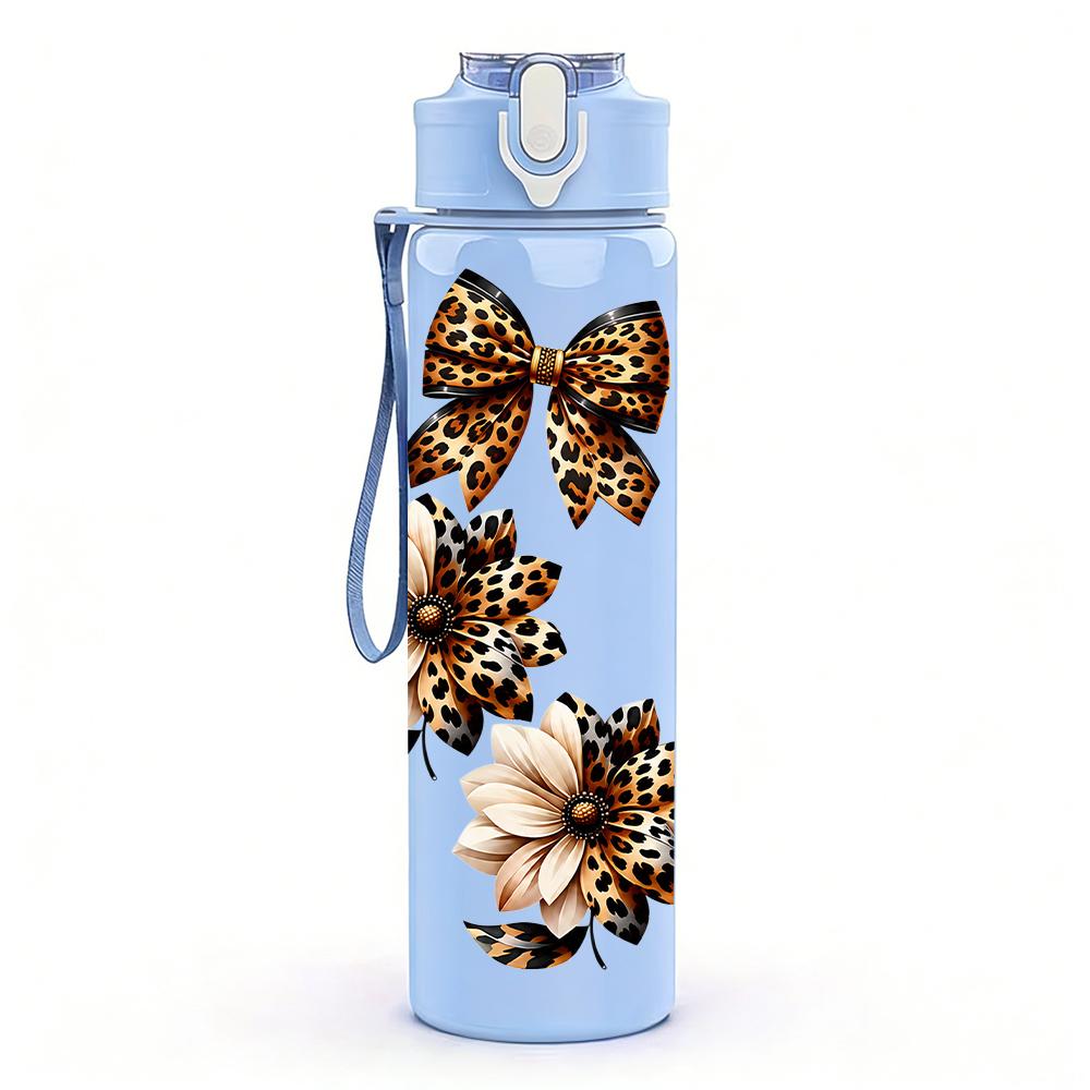1PC Multi Butterfly Floral Graphic,750ml Color Plastic Sports Water Bottle,Leakproof Flip Straw Lid,Suitable for Sports Office Home Use