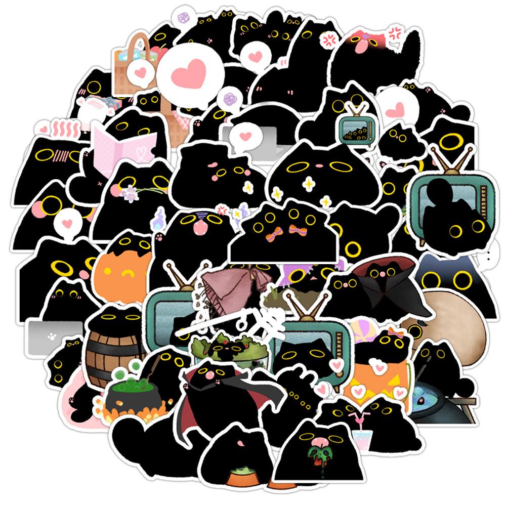 10/30/50pcs Cute Creative Black Cat Stickers Cartoon Graffiti Decal DIY Notebook Guitar Phone Car Waterproof Sticker Fun for Toy
