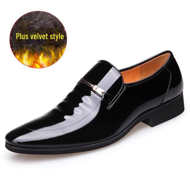 Men's Large Formal Slip-On Patent Leather Shoes - Black, Shiny, Business, Casual, Wedding