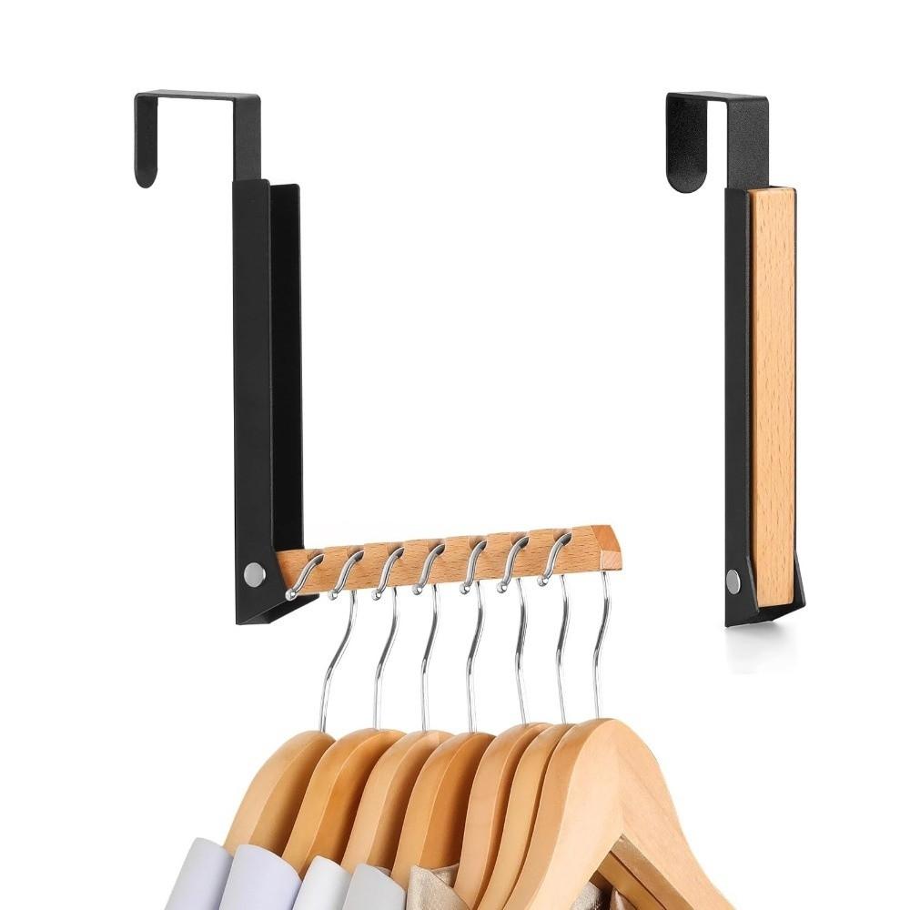 Wooden Over The Door Hanger 6 Slots Hanging Coat Rack New Clothes Drying Rack  for Travel