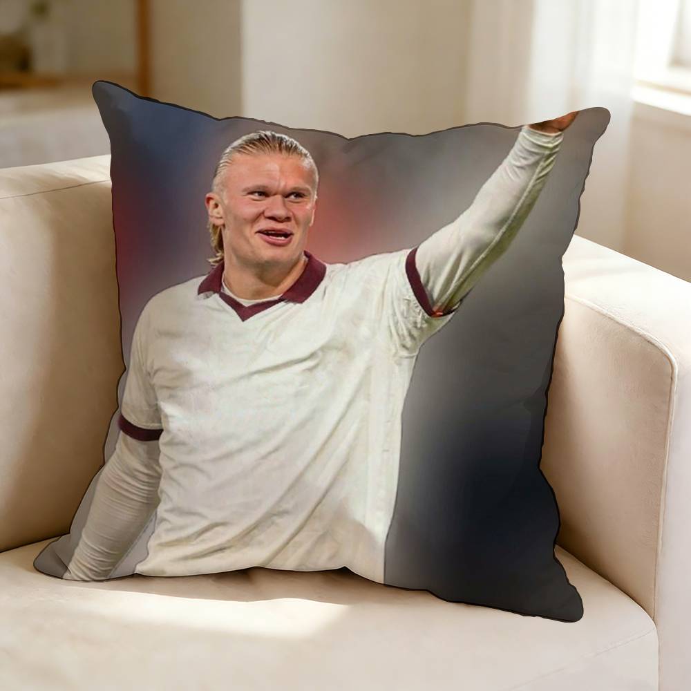 Football player superstar EErling Haaland Pillow Case Square DoubleSided Sofa Cushion Cover Bedroom Bedside Pillow