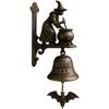 Halloween Witch Doorbell, Metal Wall Mount Doorbell with Bells and Antique Hook, Halloween Decoration, Vintage Door Bells for Home Decor