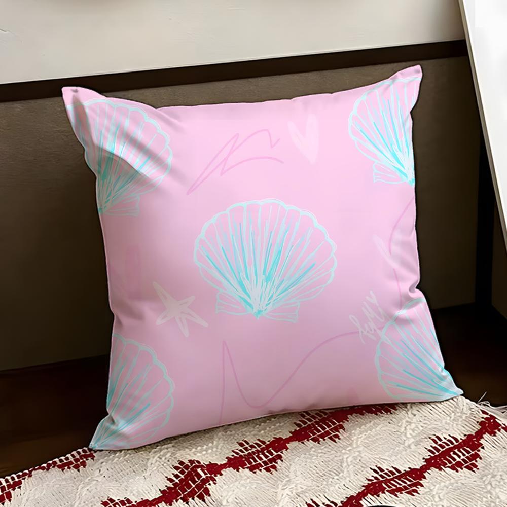 Coral Seashell Pattern Cushion Cover Reversible Soft Durable Pillow Cover Home Car MultiScene Use for Daily Comfort