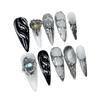 3D Embossed Nail Art Tips Long Pointed False Nails Sweet Punk Chic INS Style Wearable Press-On Women