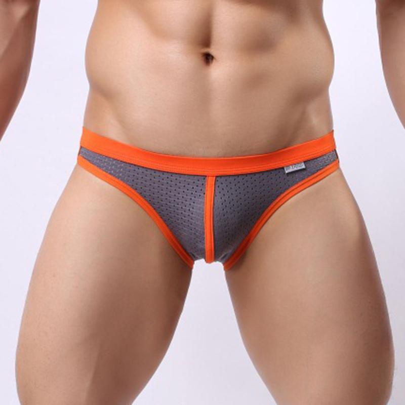 Men's Low Rise Contrast Color Briefs Sporty Athletic Mesh Quick-Dry Breathable Underpants