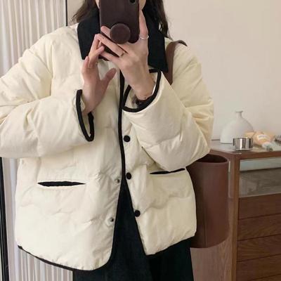 Quilted Coats Women's Korean Version White Duck Down Lapel Warm Short Jacket Autumn Winter Fashionable Casual Lady Jacket