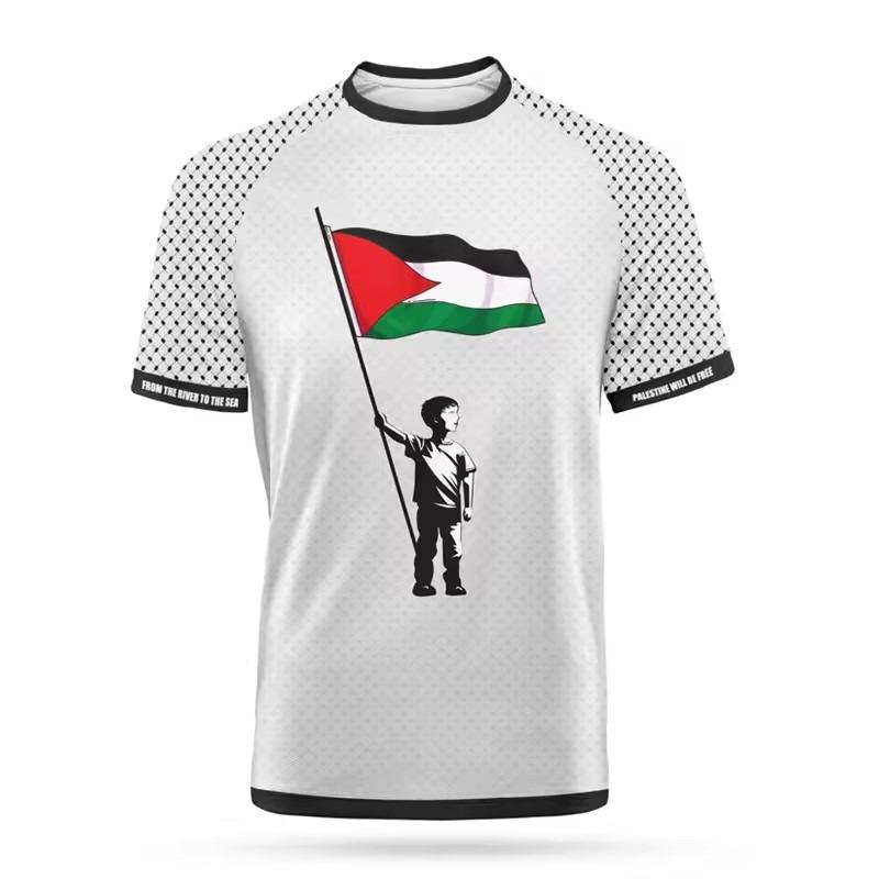 ForYourBeauty Heren Palestijnse Vlag Jersey T-shirt Ademend 3D-print XS