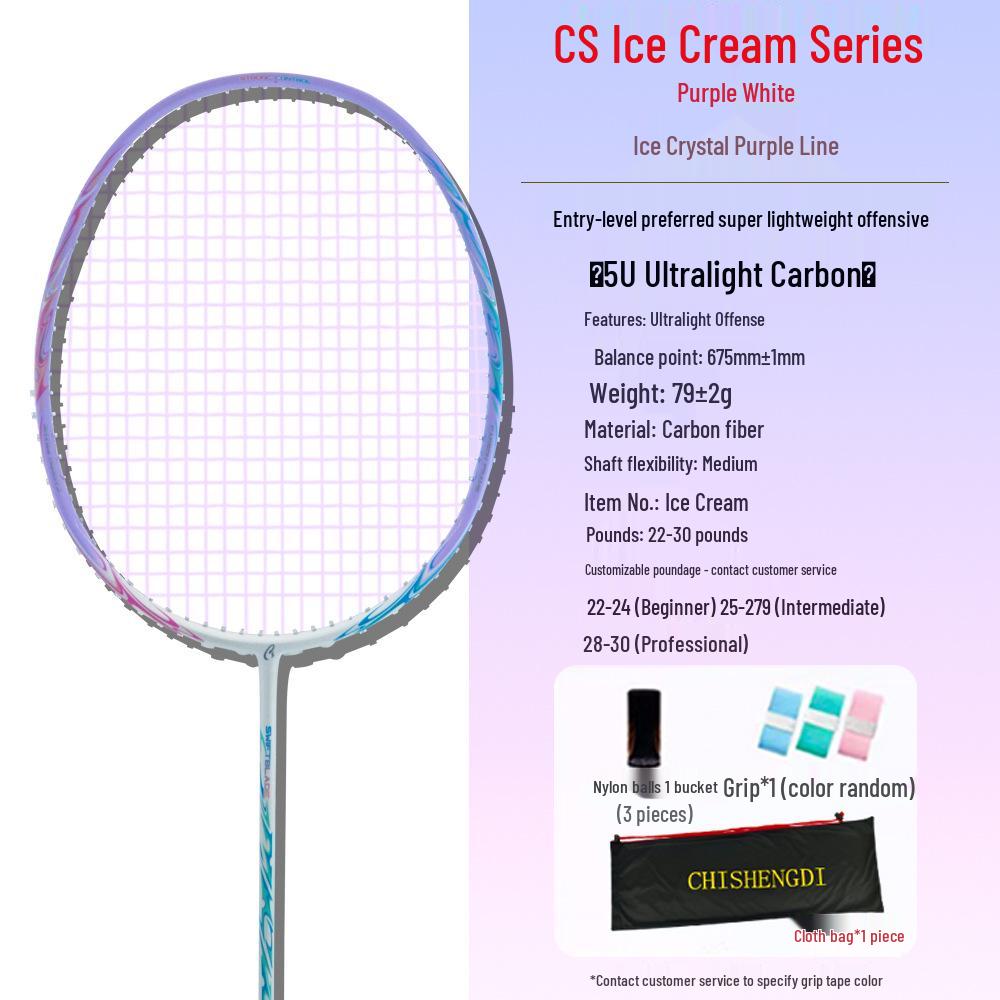 Chishengdi 5U Ultra-Light Full Carbon Fiber Badminton Racket for Female Students - Durable & Genuine Beginner s Choice