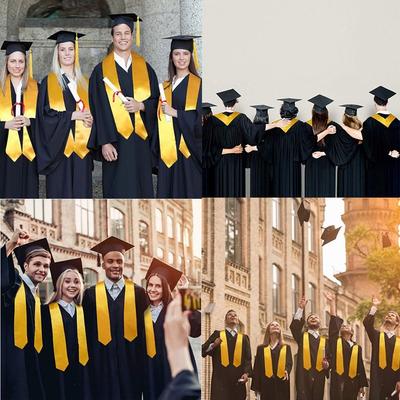 Nouvelle Écharpe de Diplôme Satinée Unie Couleur Unie Unisexe Foulard Robe de Bachelier Uniforme de Diplôme