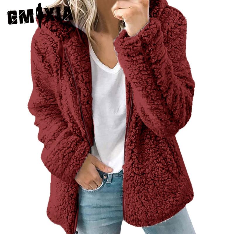 GMXIA Women's Vintage Casual lattice Print Autumn Winter Long Sleeve Hooded Jackets & Coats