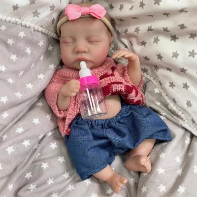 Cute Mini Palm Reborn Babies Doll Levi 30cm Full Silicone Body Simulation Dolls for Girl and Boy Realistic Sleeping Imitation Dolls for Kids Xmas Gift