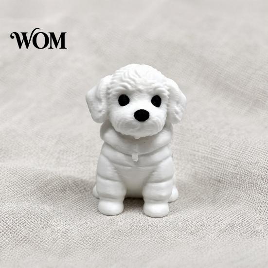 Welpen Schreibtisch Dekoration 3D Gedruckte Sitzende Hunde Figur, Mini Weiße Statue für Schreibtisch Ornament Dekoration, Moderne Tierform Heim Büro Bücherregal Retro