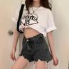 High Waist Ripped Denim Shorts - Women's Summer 2025 A-Line Hot Pants