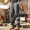 American retro lumberjack pants men's new trendy brand washed straight pants spring loose casual trousers