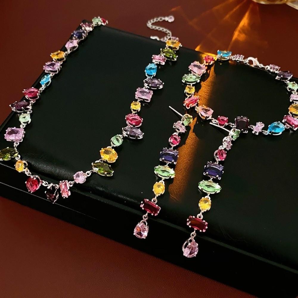 Zircon Zircon Necklace Bracelet Eariings Elegant Fashion Jewelry Accessory  Women