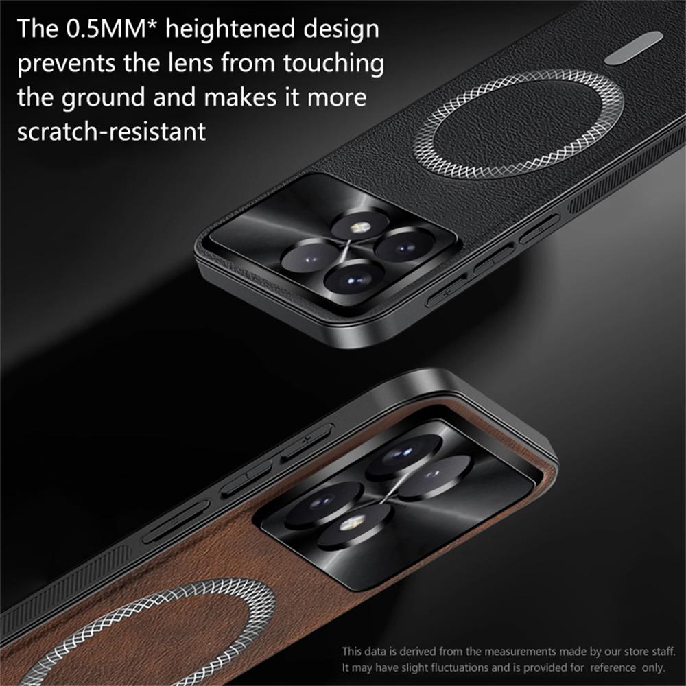 For Xiaomi Redmi K70E 5G/Poco X6 Pro 5G Case Compatible with MagSafe PU TPU PC Phone Back Cover with Metal Lens Frame