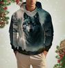 Men's Hooded Fashion Animal Wolf 3D Print Hoodies Top New Autumn Fashion Casual Long Sleeved Pullover Oversized Sweatshirts