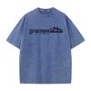Music Mountain Cotton Mens Short Sleeve Tees Normal Autumn vintage Washed T Shirts Group Washed Tops Tees Classic Round Collar