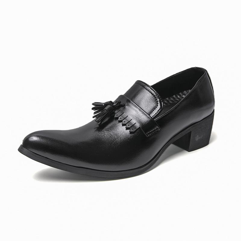 Men s Large Size Pointed Toe Leather Tassel Loafers - Formal British Style 44