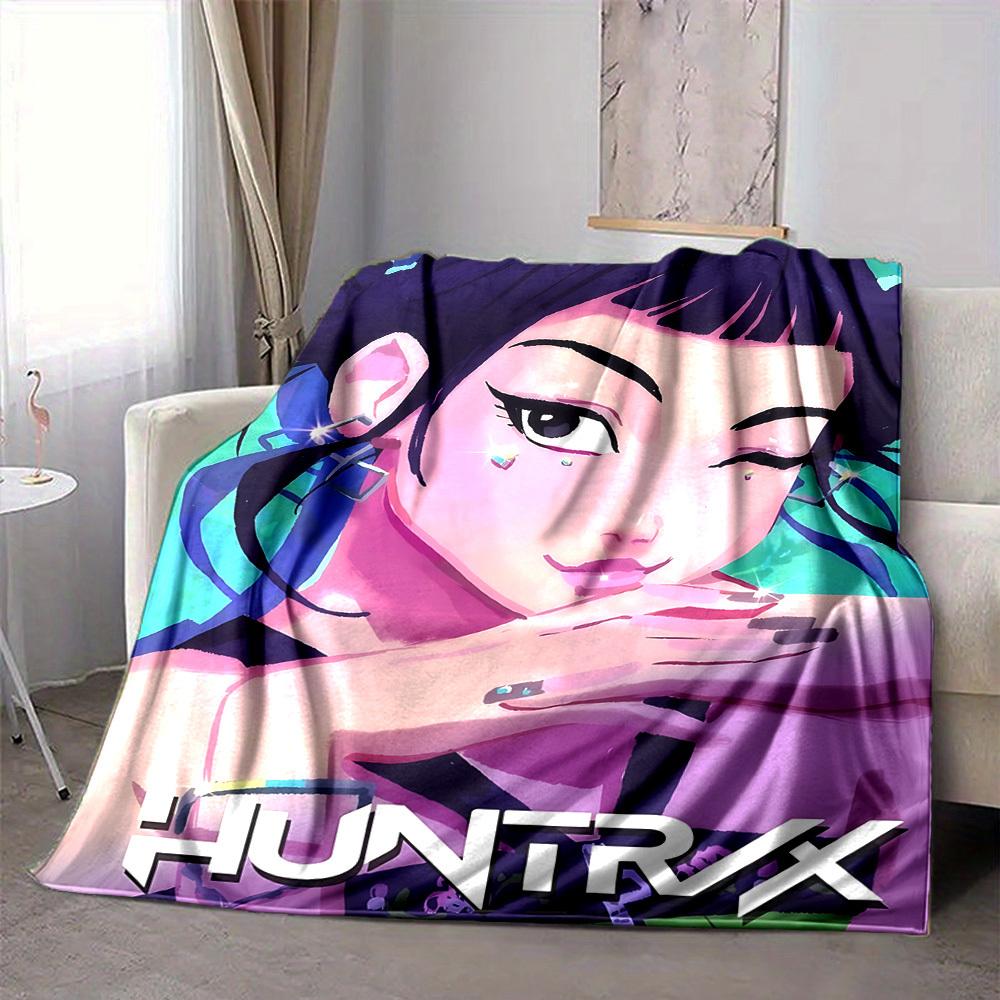 1PC K POP Demon Hunters, Huntrix Blanket, Throw For Sofa, Bed, Travel, Camping, Livingroom,