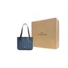Coach 27 Carriage Print Coated Canvas And Leather Tote Bag Women Tote Bag Blue C4060-IMDEN
