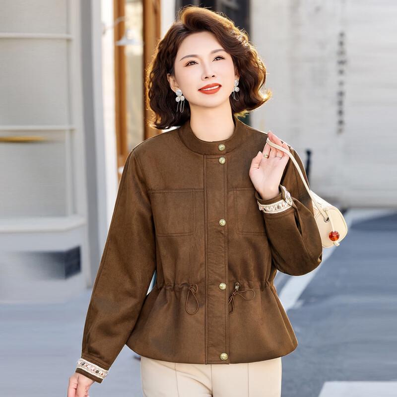 Elegant Mid-Aged Women's Spring Drawstring Jacket